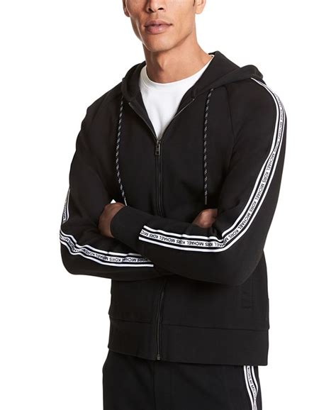 michael michael kors logo-striped zippered hoodie|Michael Kors hoodie men's.